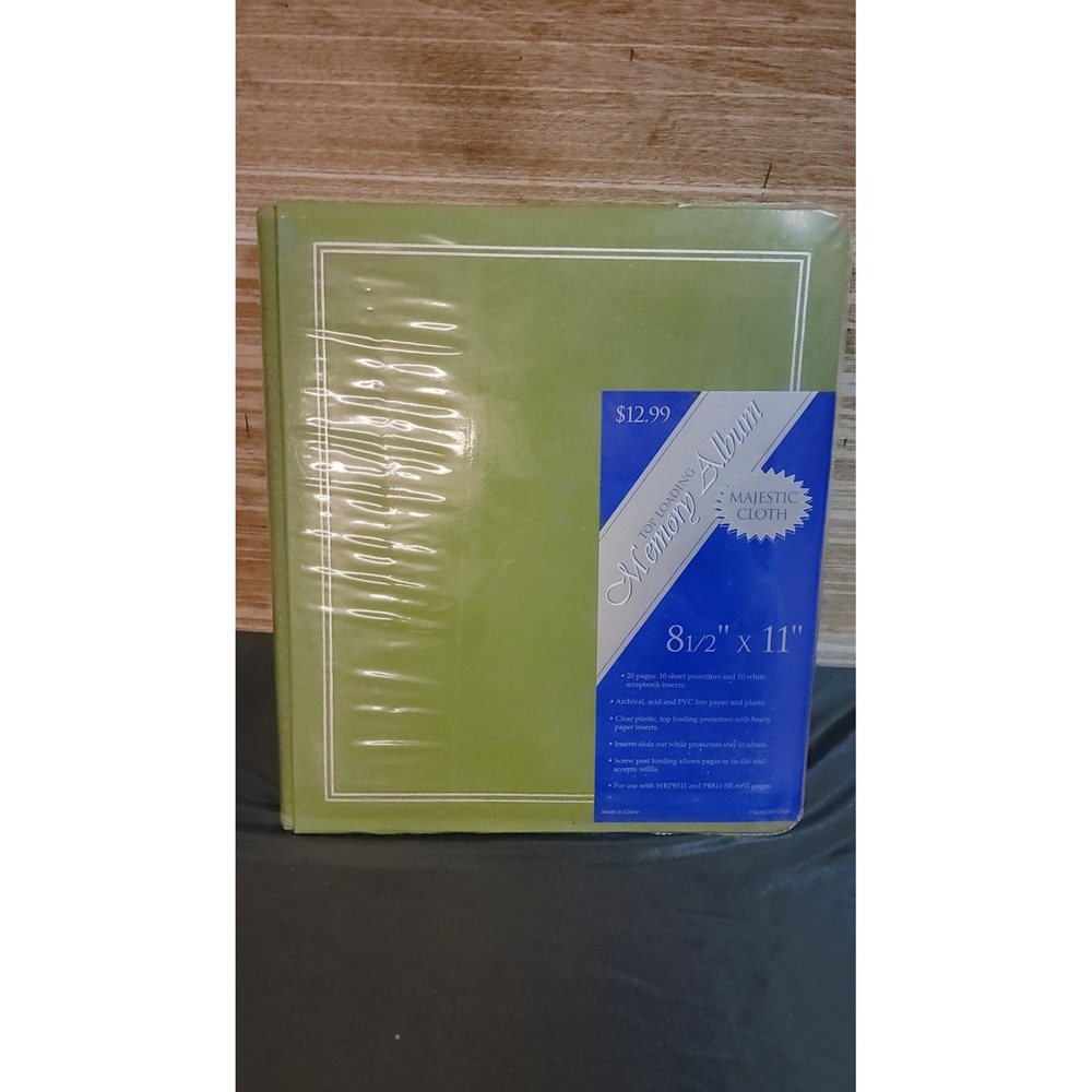 Hobby Lobby Memory Album 8.5x11 Green Majestic Cloth Top Loading Scrapbook New
